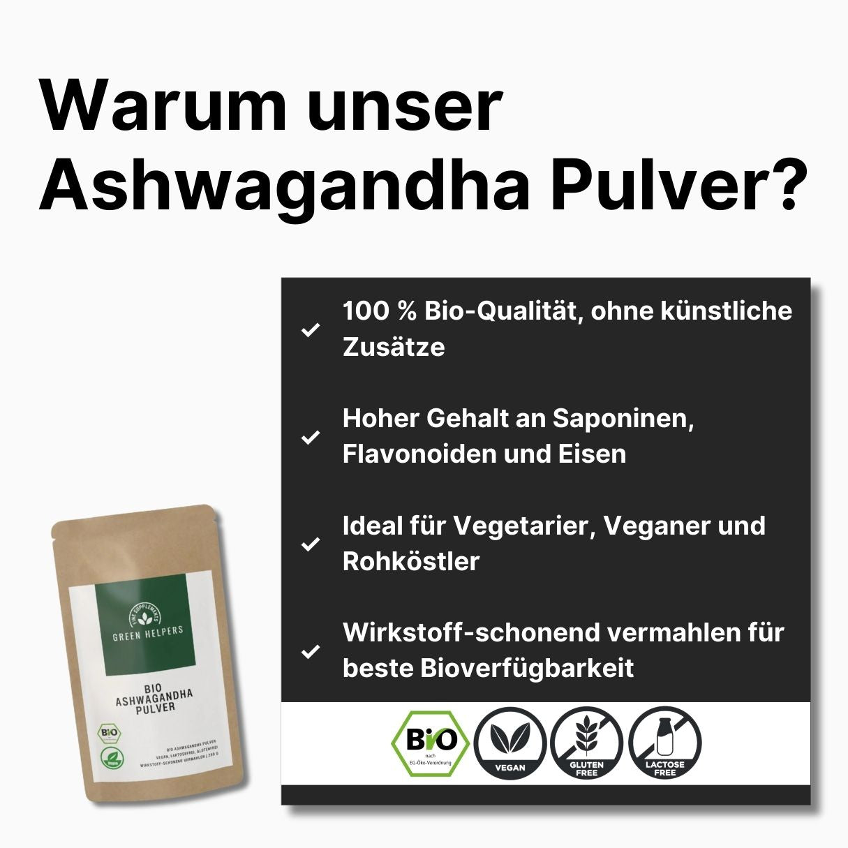 Ashwagandha Pulver kaufen Bio 250  warum