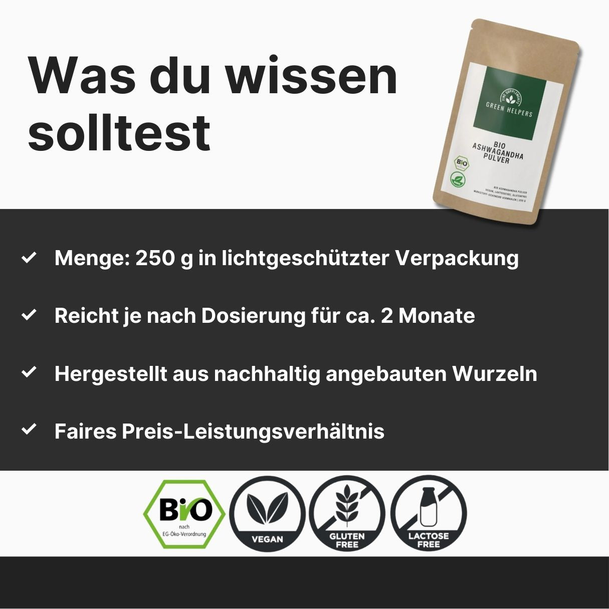 Ashwagandha Pulver kaufen Bio 250 Wissen