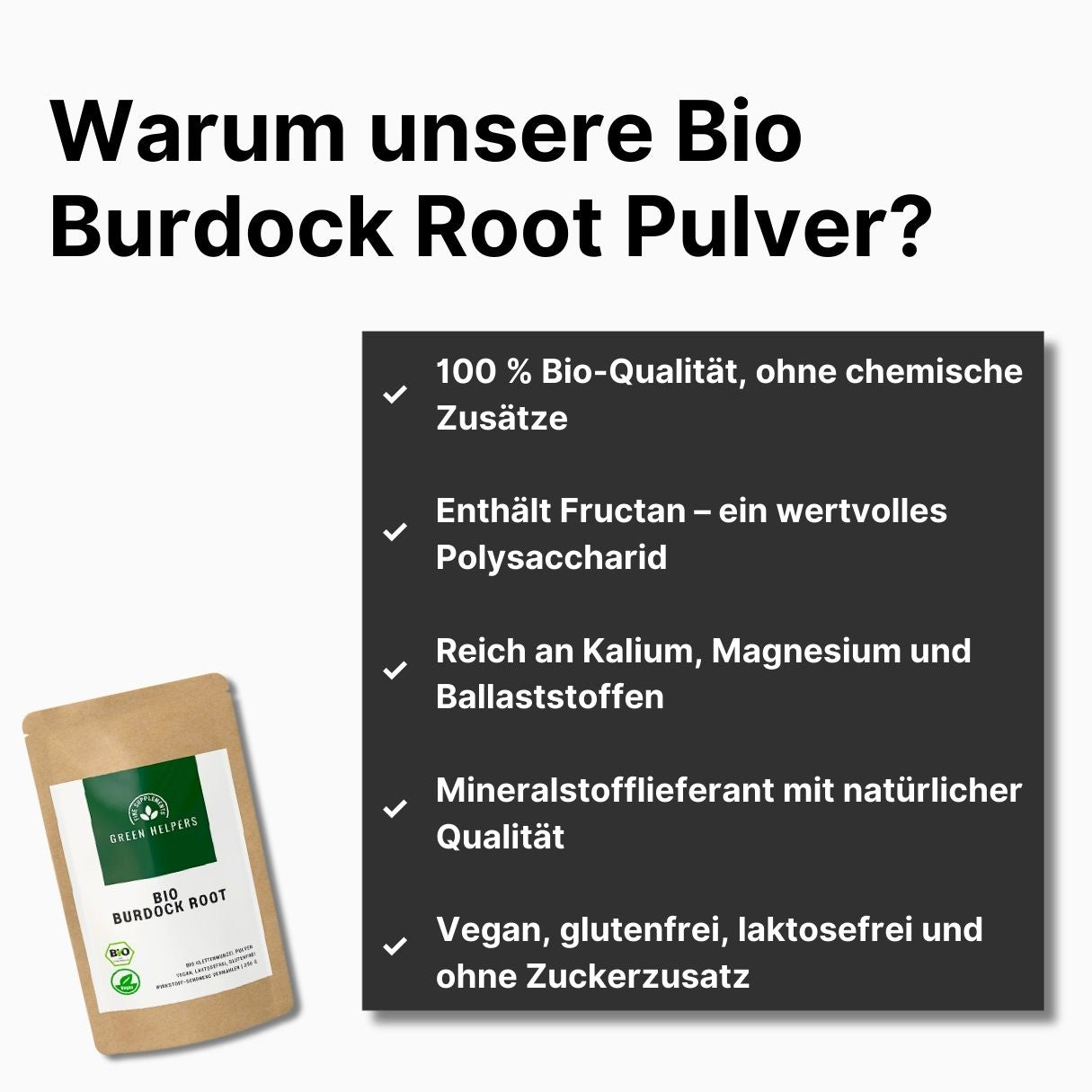 Burdock Root Pulver kaufen Bio 250 g  Green Helpers