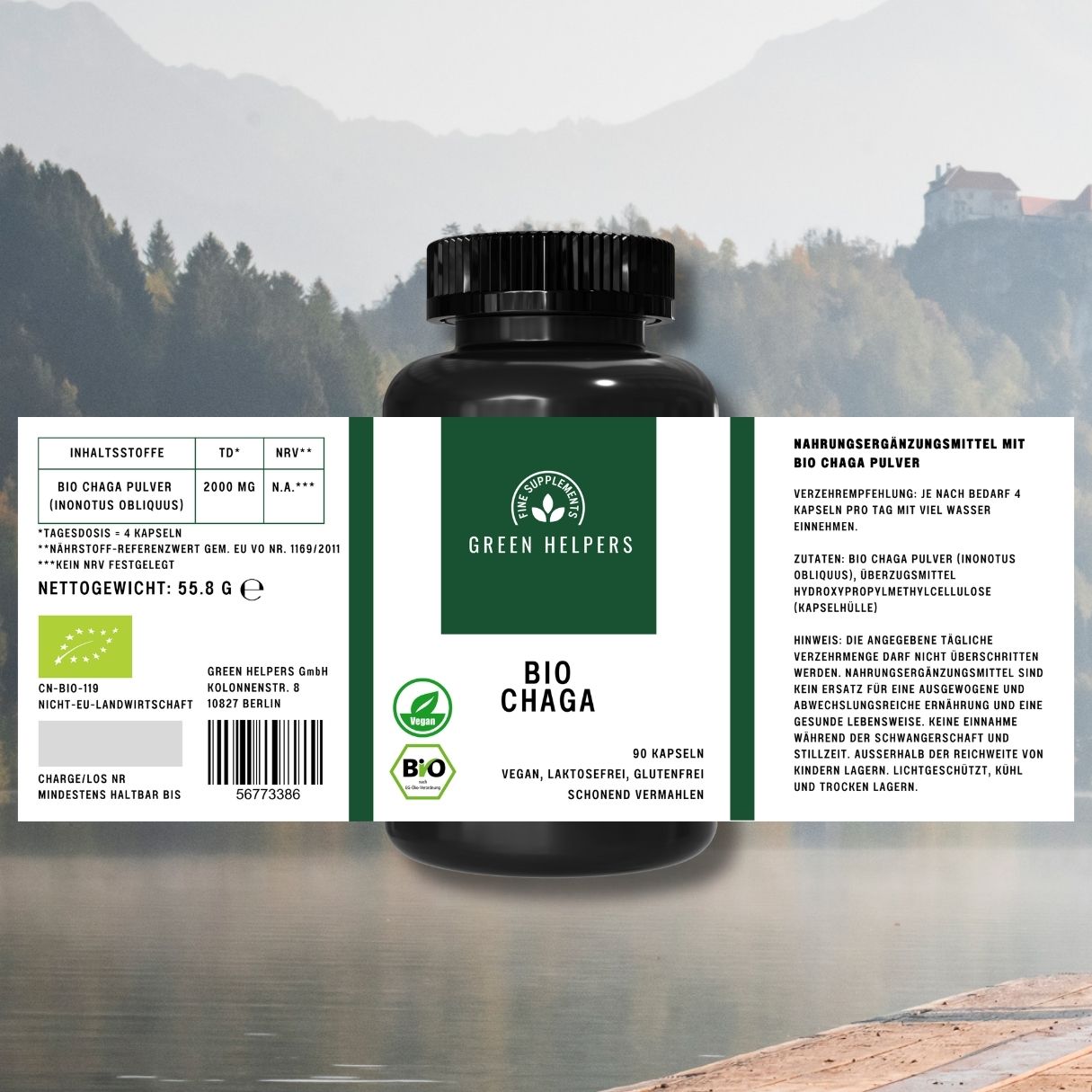 Chaga Kapseln kaufen Bio Vitalpilz Etikett