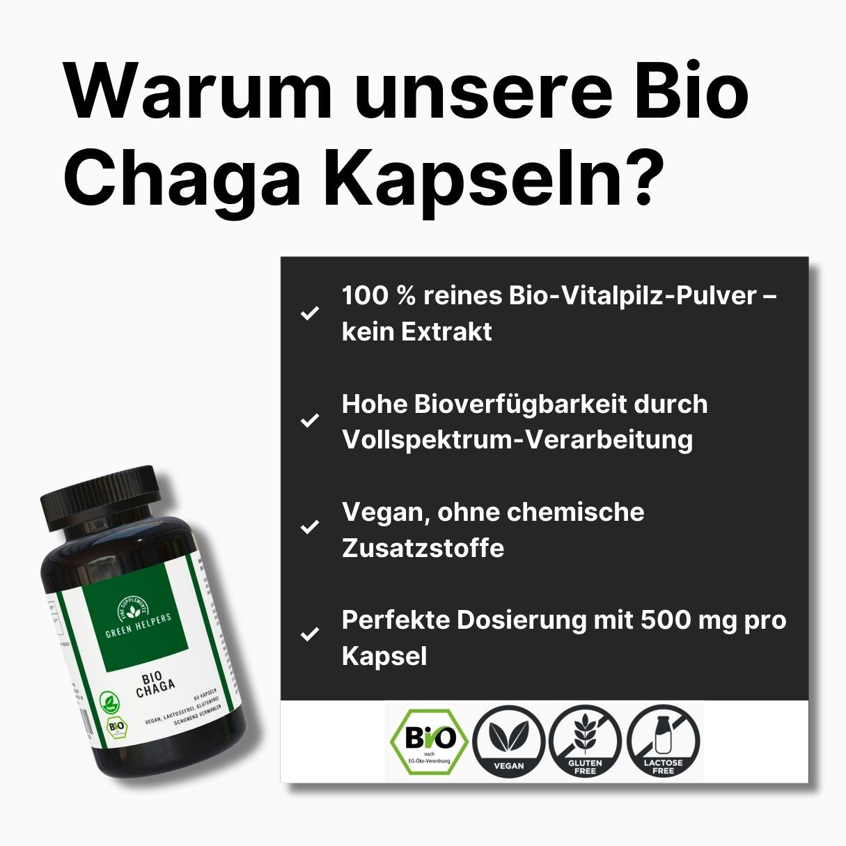 Chaga Kapseln kaufen Bio Vitalpilz Green Helpers