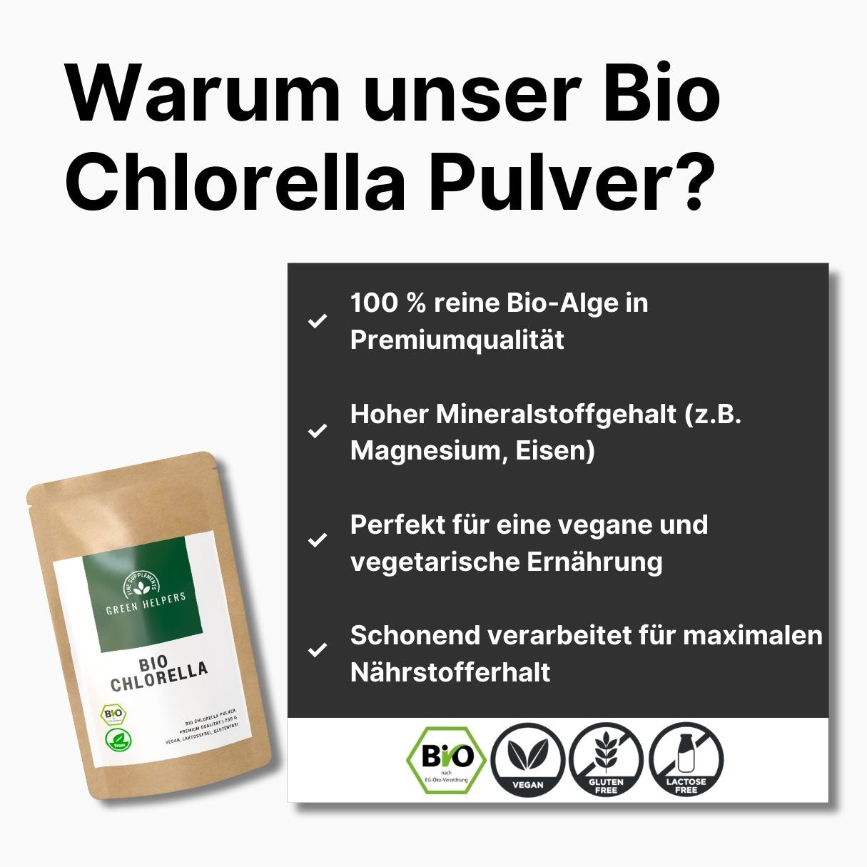 Chlorella Pulver kaufen Bio 250 g Green Helpers 
