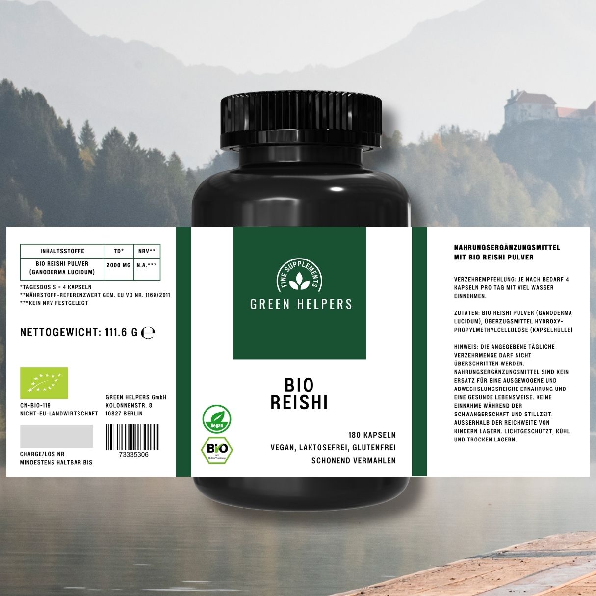 Reishi Kapseln kaufen Bio Vitalpilz Etikett