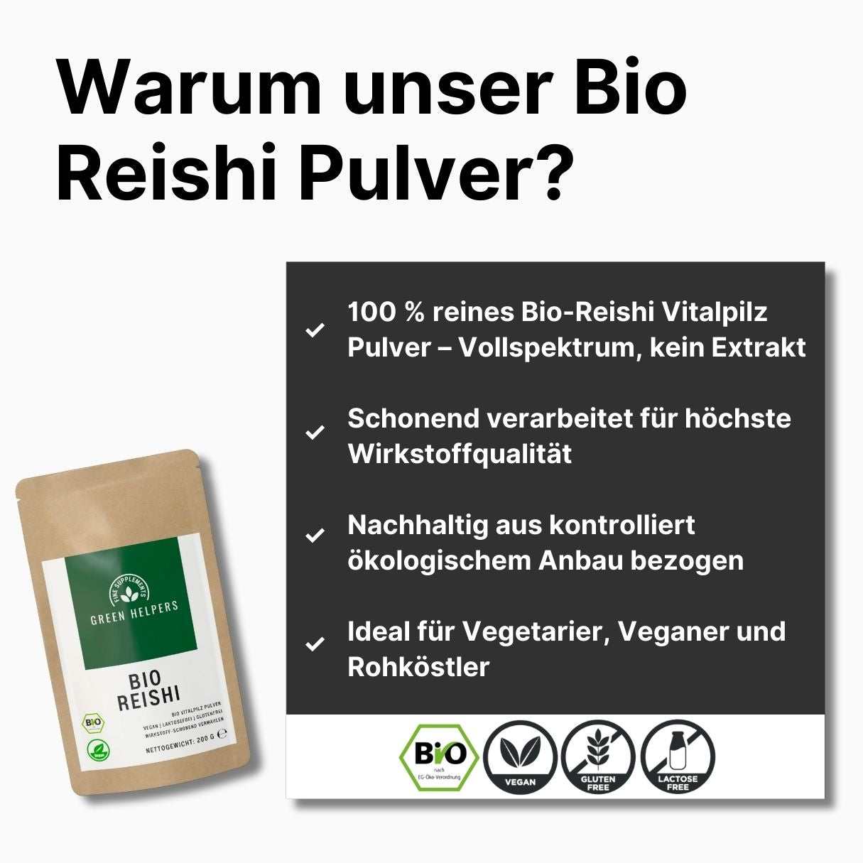 Reishi Pulver kaufen Bio Vitalpilz Green Helpers